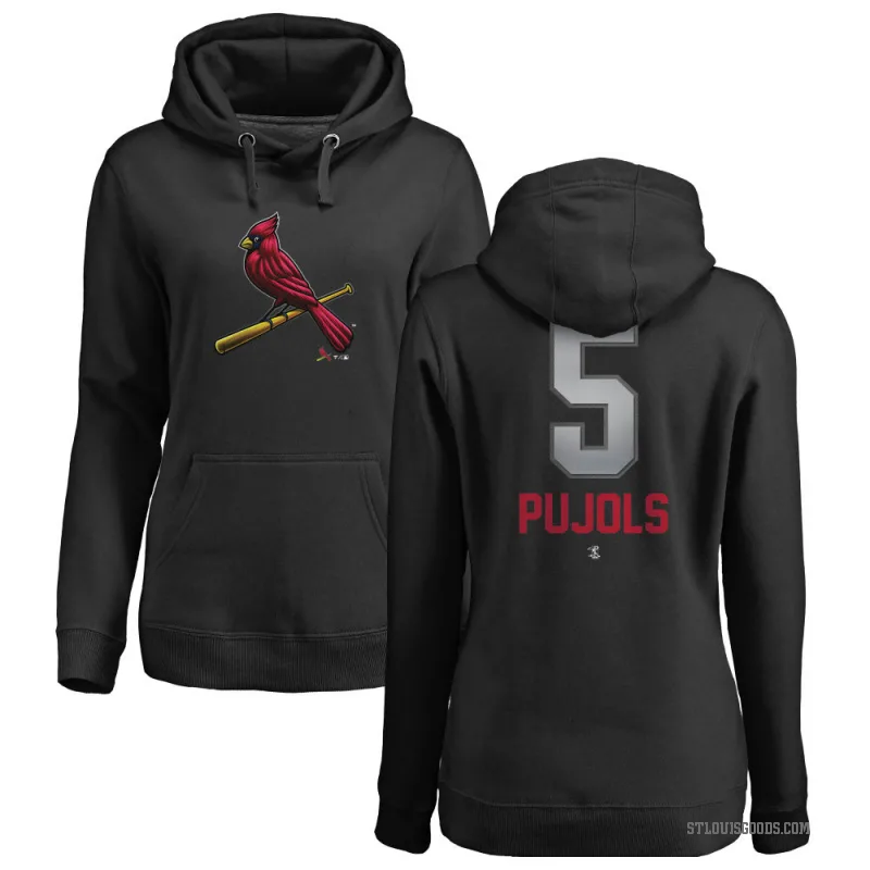 Albert Pujols Women's Black St. Louis Cardinals Branded Midnight Mascot Pullover Hoodie -