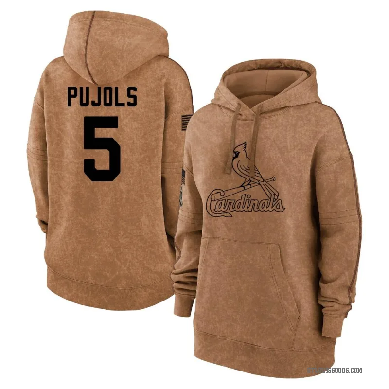 Albert Pujols Women's Brown St. Louis Cardinals 2023 Salute to Service Pullover Hoodie
