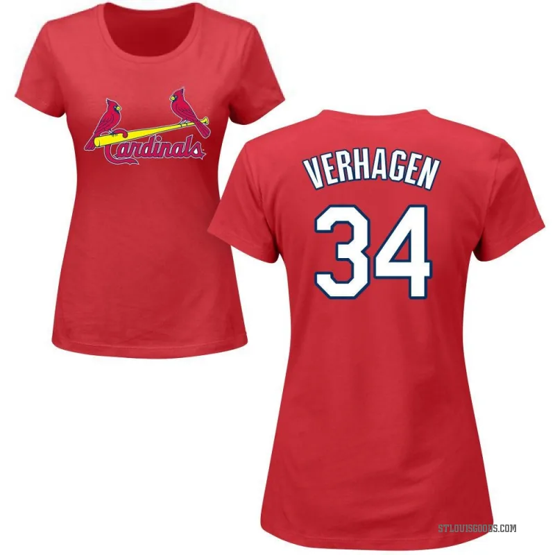 Drew VerHagen Women's Red St. Louis Cardinals Roster T-Shirt -