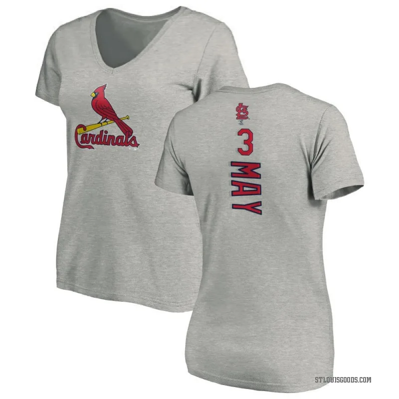 Dustin May Women's Ash St. Louis Cardinals Backer Slim Fit T-Shirt -