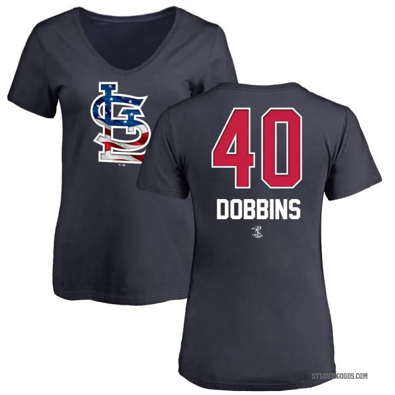 Hunter Dobbins Women's Navy St. Louis Cardinals Name and Number Banner Wave V-Neck T-Shirt -