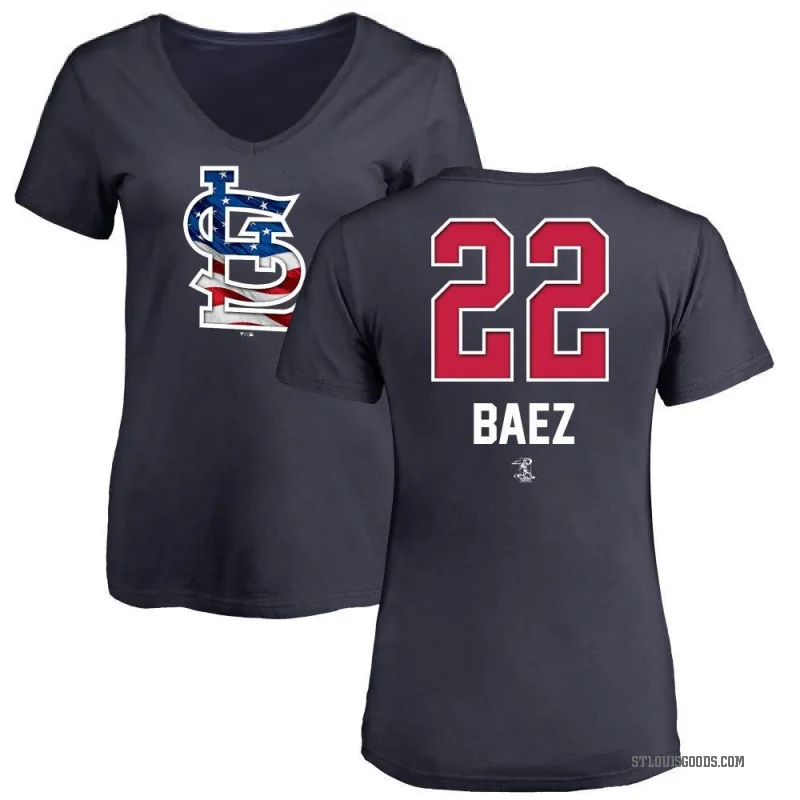 Joshua Baez Women's Navy St. Louis Cardinals Name and Number Banner Wave V-Neck T-Shirt -