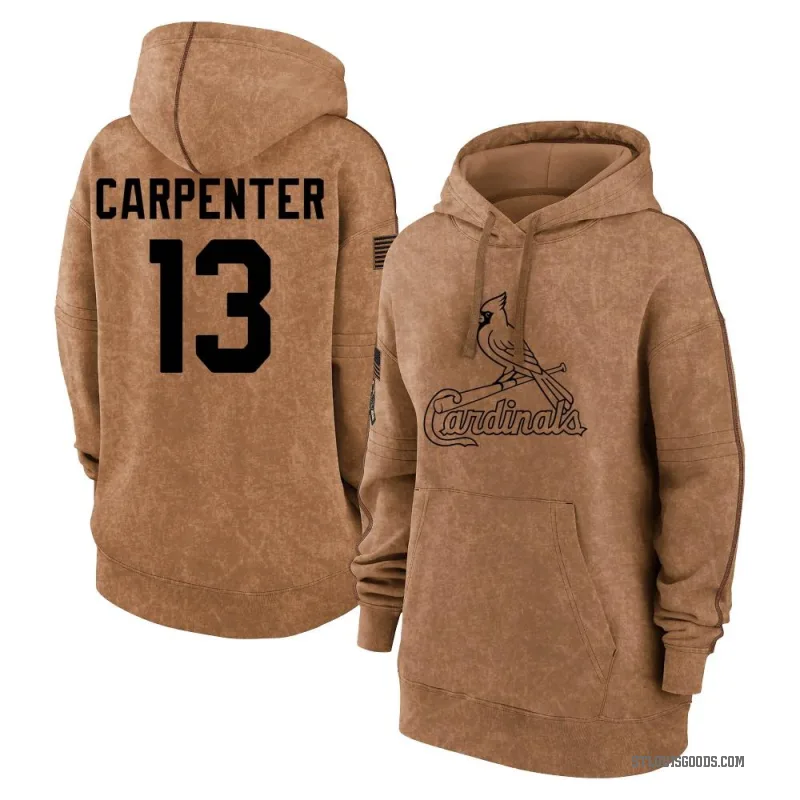 Matt Carpenter Women's Brown St. Louis Cardinals 2023 Salute to Service Pullover Hoodie