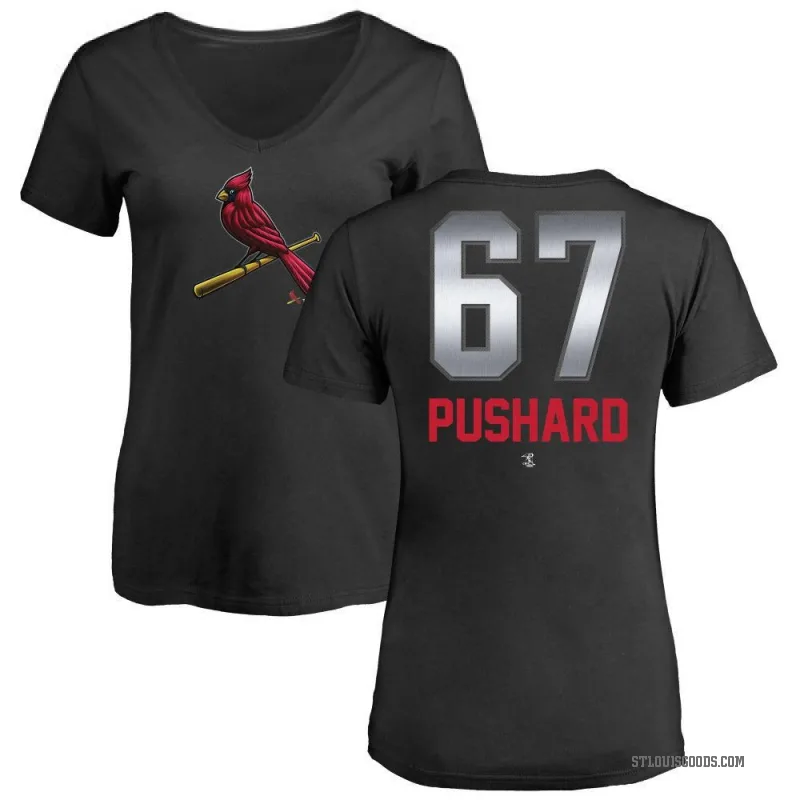 Matthew Pushard Women's Black St. Louis Cardinals Midnight Mascot V-Neck T-Shirt -