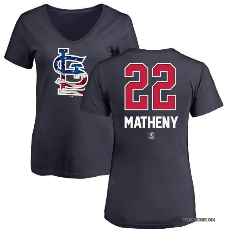 Mike Matheny Women's Navy St. Louis Cardinals Name and Number Banner Wave V-Neck T-Shirt -