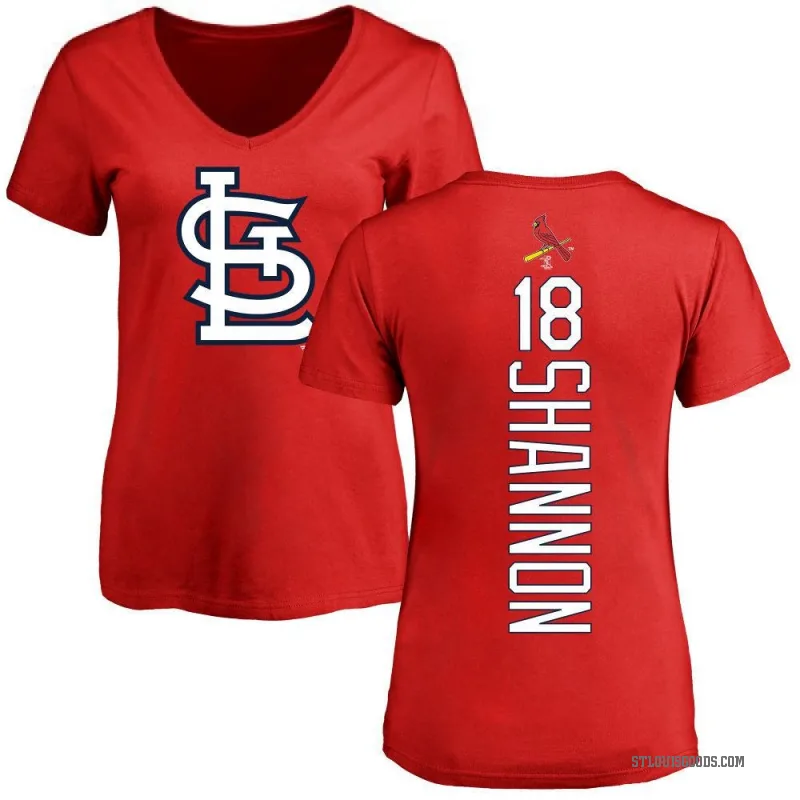 Mike Shannon Women's Red St. Louis Cardinals Backer Slim Fit T-Shirt -