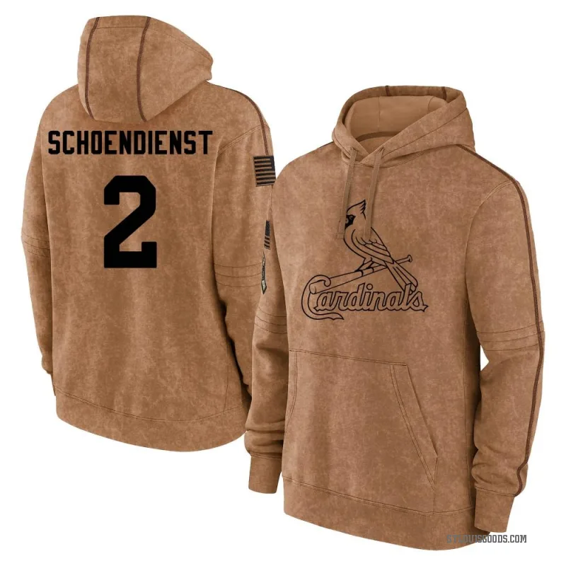 Red Schoendienst Men's Red St. Louis Cardinals Brown 2023 Salute to Service Club Pullover Hoodie