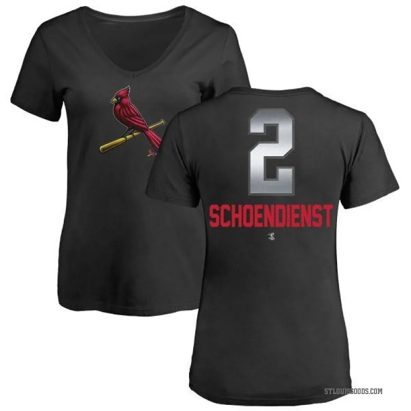 Red Schoendienst Women's Black St. Louis Cardinals Midnight Mascot V-Neck T-Shirt -