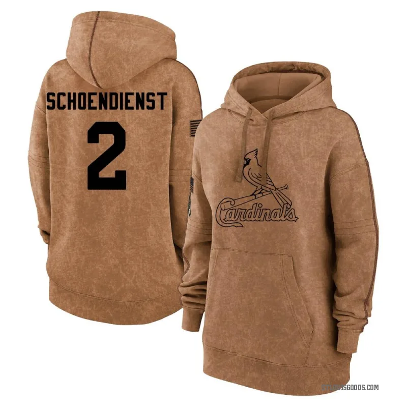 Red Schoendienst Women's Red St. Louis Cardinals Brown 2023 Salute to Service Pullover Hoodie