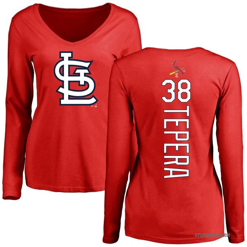 Ryan Tepera Women's Red St. Louis Cardinals Backer Slim Fit Long Sleeve T-Shirt -
