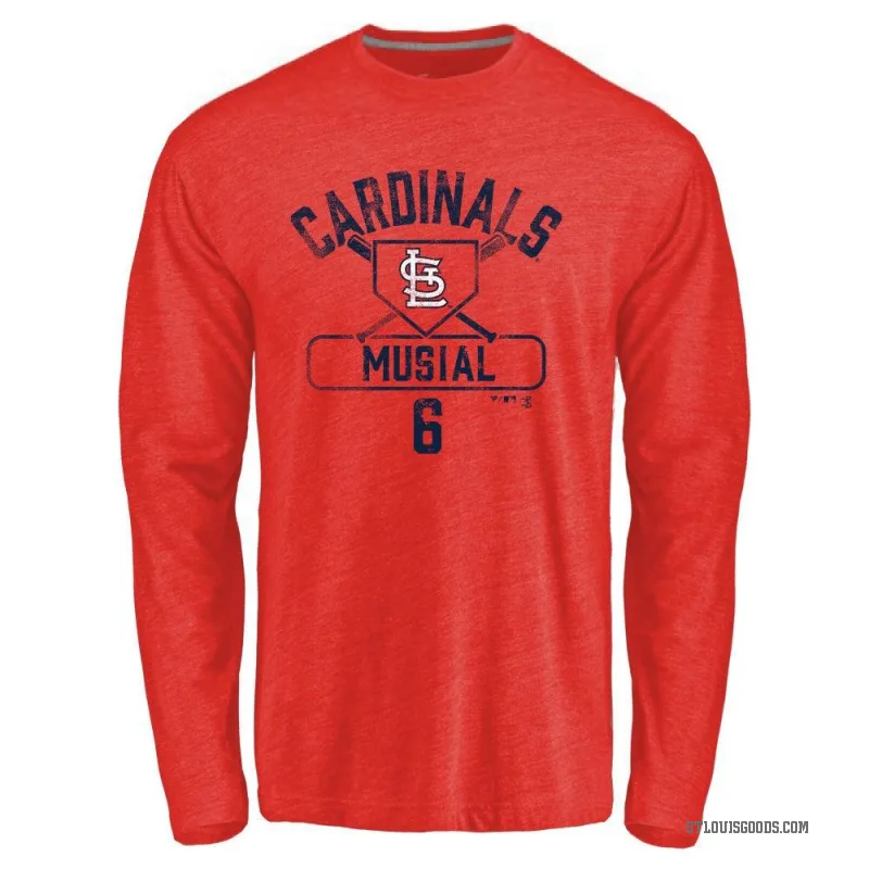 Stan Musial Men's Red St. Louis Cardinals Base Runner Long Sleeve T-Shirt -