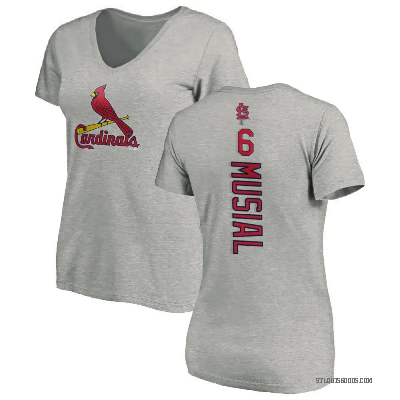 Stan Musial Women's Ash St. Louis Cardinals Backer Slim Fit T-Shirt -