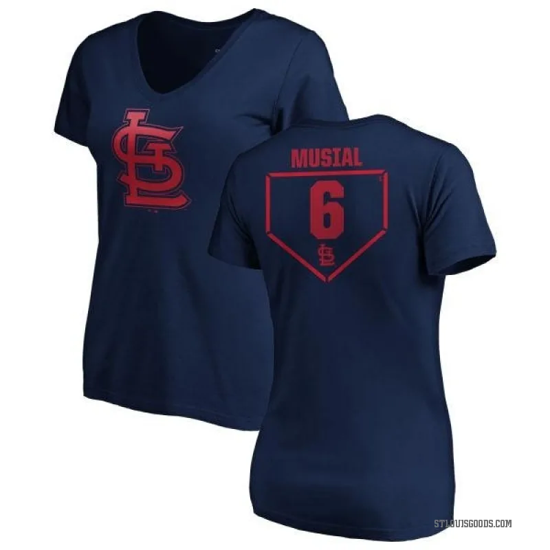 Stan Musial Women's Navy St. Louis Cardinals RBI Slim Fit V-Neck T-Shirt -