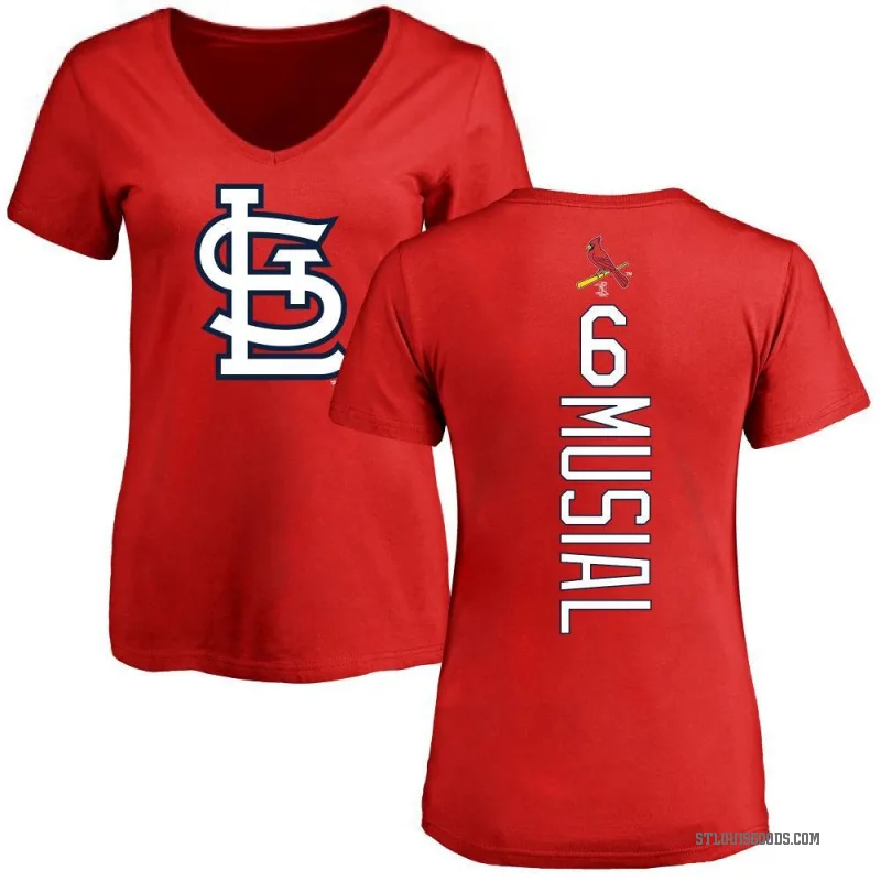 Stan Musial Women's Red St. Louis Cardinals Backer Slim Fit T-Shirt -