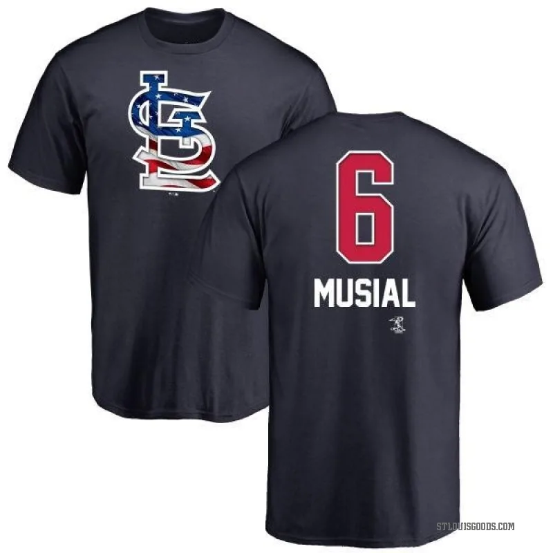 Stan Musial Youth Navy St. Louis Cardinals Name and Number Banner Wave T-Shirt -