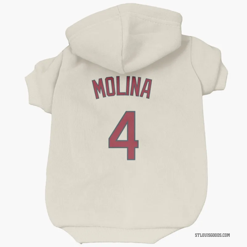 Yadier Molina Cream St. Louis Cardinals Cat & Dog Pet Hoodie