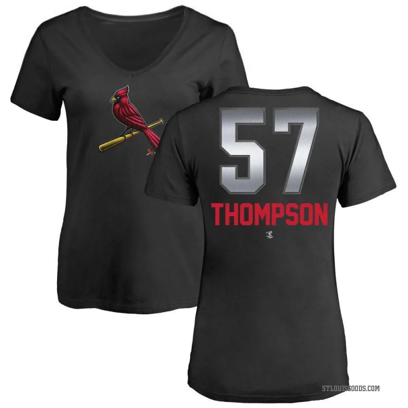 Zack Thompson Women's Black St. Louis Cardinals Midnight Mascot V-Neck T-Shirt -